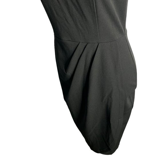 Missjoy Wrap Skirt Sheath Dress S Black V Neck Sleeveless Zip Pleated Draped - Picture 3 of 8